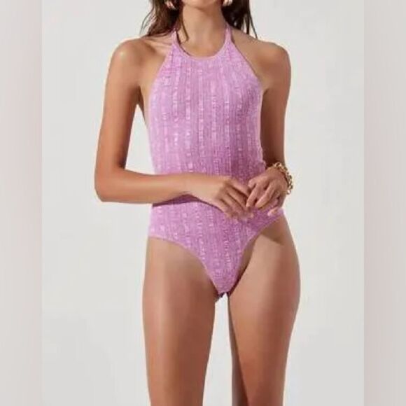 ASTR The label Tull’s Halter Top Bodysuit melange in pink Size Small EUC - Picture 1 of 7